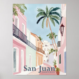 Poster San Juan Porto Rico Aquarelle Peinture Voyage