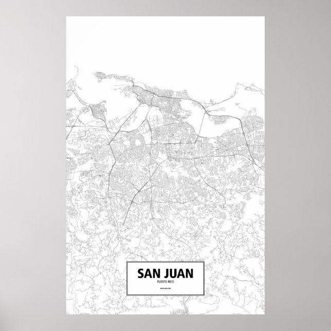 Poster San Juan, Porto Rico (noir sur blanc) (Devant)