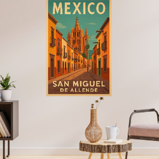 Poster San Miguel de Allende Mexique vintage