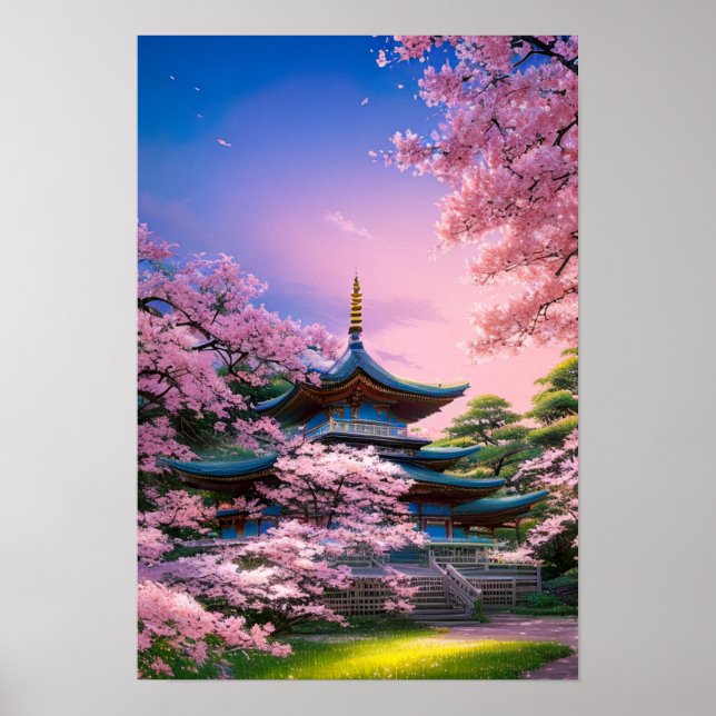 Poster Sanctuaire Sakura, Temple Traditionnel (Devant)