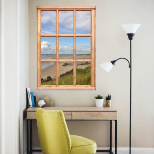 Poster Sand Beach, Sea et Sky Vue depuis une fenêtre