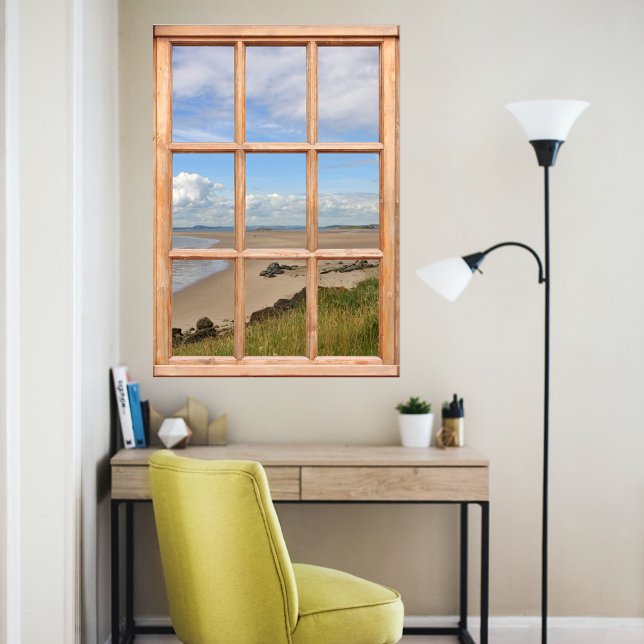 Poster Sand Beach, Sea et Sky Vue depuis une fenêtre (Créateur téléchargé)