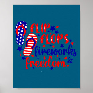 Poster Sandales claquettes feu d'artifice & liberté du 4