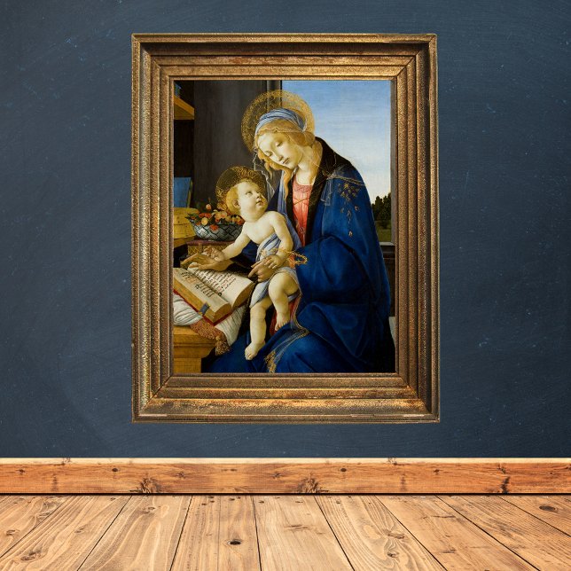 Poster Sandro Botticelli Madonna du livre Enfant Jésus (Madonna of the Book by Sandro Botticelli - Catholic Christian Poster)