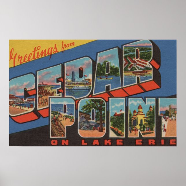 Poster Sandusky, Ohio - Lac Érié - Cedar Point (Devant)