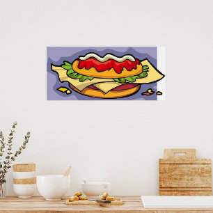 Poster Sandwich au fromage laitue et sauce