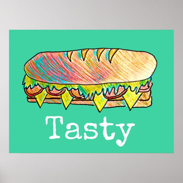 Poster Sandwich savoureux sous-sandwich art alimentaire m (Devant)