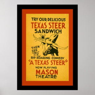 Poster Sandwich Texas Steer