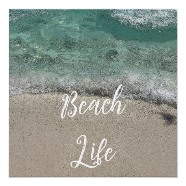 Poster Sandy Beach Life Turquoise Bleu tendance Artsy Abs (Devant)