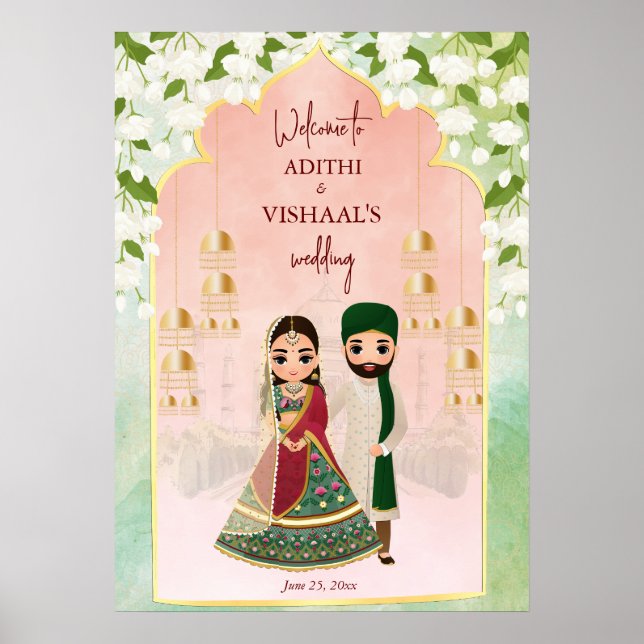 Poster Sangeet mehndi mariage indien signe de bienvenue (Devant)