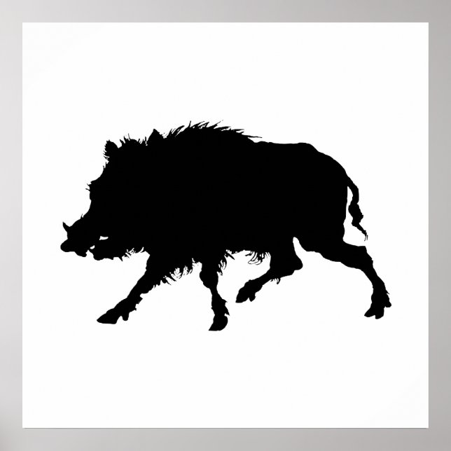 Poster Sanglier ou cochon sauvage Elégant Silhouette (Devant)