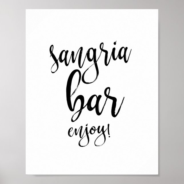 Poster Sangria Bar Mariage noir et blanc 8x10 (Devant)