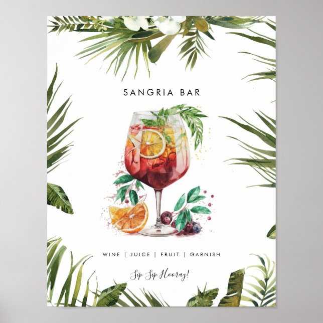 Poster sangria tropicale bar à cocktails menu panneau (Devant)