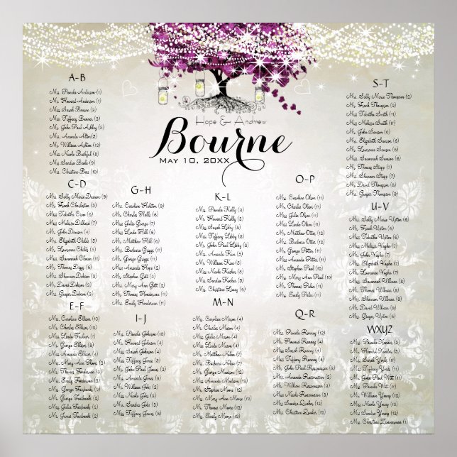 Poster Sangria Vin Mason Jar Firefly arbre de coeur (Devant)