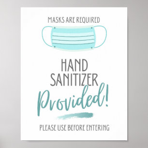 Poster Sanitier À La Main Fourni, Masques Requis