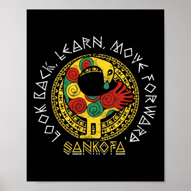 Poster Sankofa Mois de l'histoire des Noirs Adinkra Ghana (Devant)