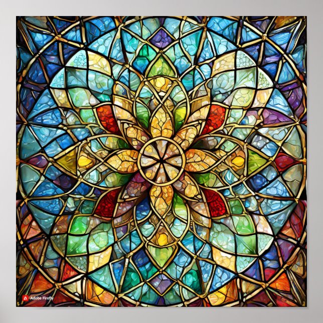 Poster sans cadre mandala en verre (Devant)