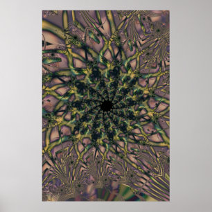 Poster Sans fin   Art fractal rose et jaune