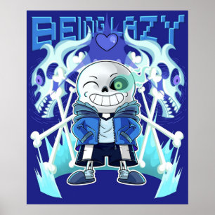 Poster Sans Undertale Squelette Cool Pixel Art Être Lazy