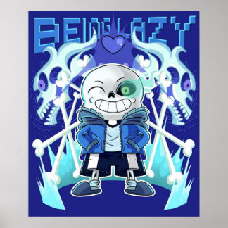 Poster Sans Undertale Squelette Cool Pixel Art Être Lazy