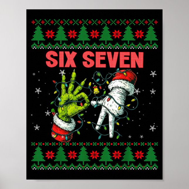 Poster Santa 67 Christmas Ugly Sweater Fingers Six Seven  (Devant)