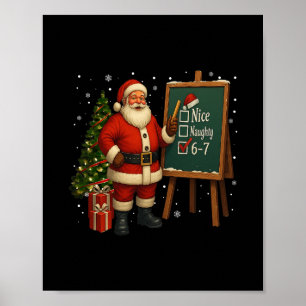 Poster Santa 6-7 Mème Gentil Méchant 67 Noël Brain Rot