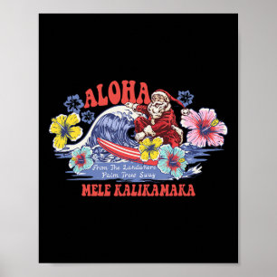 Poster Santa Aloha Noël hawaïen Mele Kalikimaka Sur