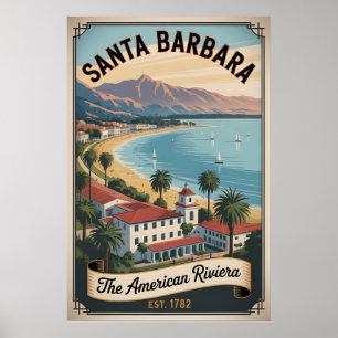 Poster Santa Barbara Californie Vintage Voyage Rétro