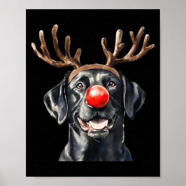 Poster Santa Black Labrador Christmas Black Labrador Dog  (Devant)