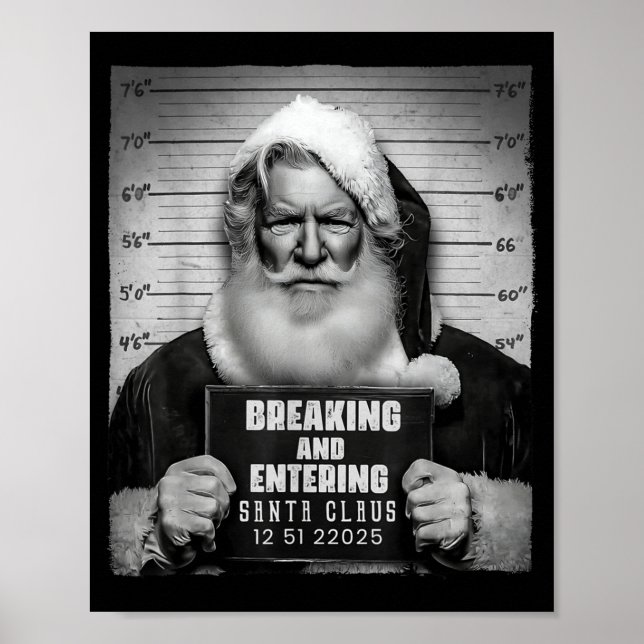 Poster Santa Breaking Entering Mugshot Funny Christmas Ho (Devant)