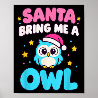 Poster Santa Bring A Owl Christmas Funny Christmas Animal