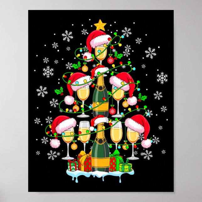 Poster Santa Champagnes As Christmas Tree Matching Drinke (Devant)