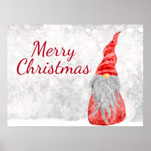 Poster Santa Claus Gnome sur terrain neigeux