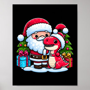 Poster Santa Claus Hugs T Rex Dinosaur Correspondance de 