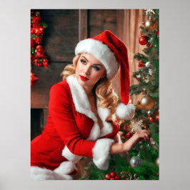 Poster Santa Claus Noël Pinup Lady