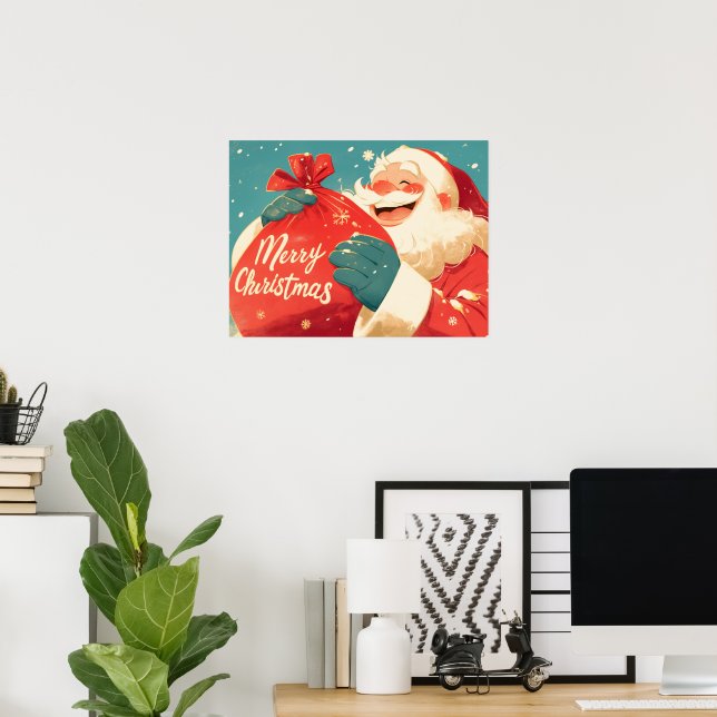 Poster Santa Claus Preparing Christmas Gifts (Bureau à domicile)