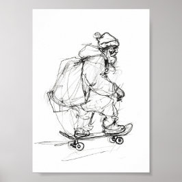 Poster Santa Claus Skateboard avec présentants