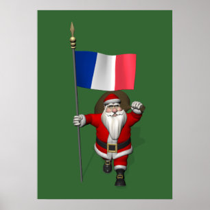 Poster Santa Claus With Ensign Of France