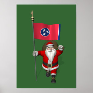Poster Santa Claus with Ensign of Tennessee
