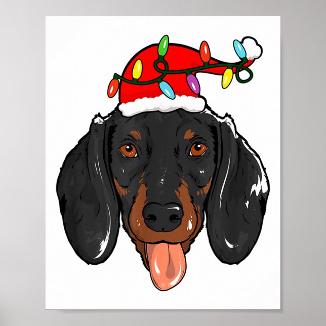 Poster Santa Dachshund Light Christmas  (Devant)