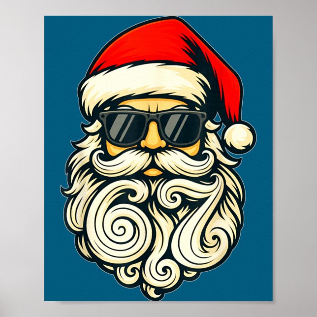 Poster Santa Face Retro Sungles 6 7 Christmas 67 Santa Si (Devant)