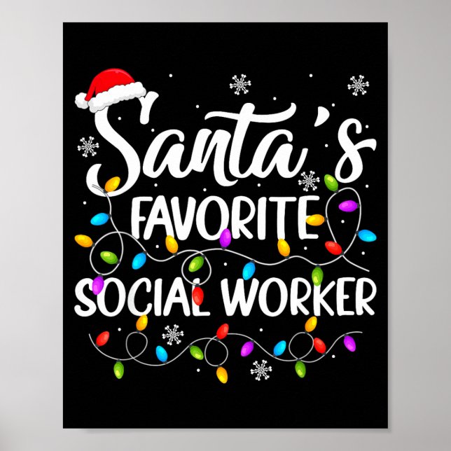 Poster Santa Favorite Social Worker Christmas Lights Fami (Devant)