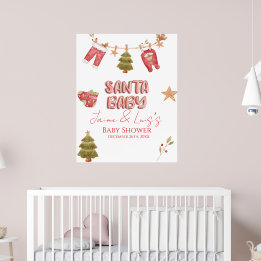 Poster Santa Girl Boy Holiday Baby Shower