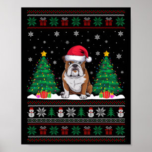 Poster Santa Hat American Buldog Xmas Les lumières de l'a