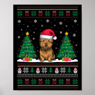 Poster Santa Hat Cairn Terrier Chien Xmas L'arbre s'illum
