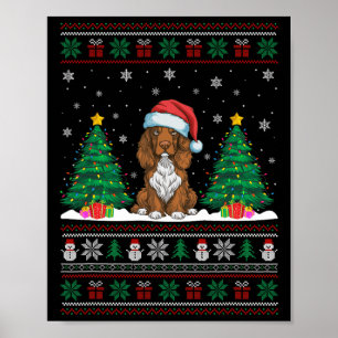 Poster Santa Hat Field Espagnol Chien Xmas Les lumières d