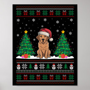 Poster Santa Hat Labrador Chien Noël Lumières de l'arbre