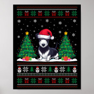Poster Santa Hat Rat Terrier Chien de Noël Lumières Arbre