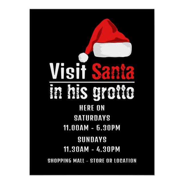 Poster Santa Hat, Santa Claus Heures d'accueil (Devant)