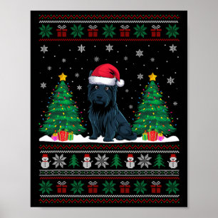 Poster Santa Hat Scottie Chien Christmas Tree Lumières S